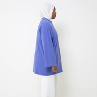 Vêtements de sport musulmans, t-shirt musulman bleu en voile biologique doux comme du beurre, tenue de sport musulmane pour femme