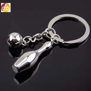 Novelty Mini Table Tennis Ball Key Rings Bowling Key Chains Metal HD Zinc Alloy Customized Gift Keychain Uv Printing Keychain