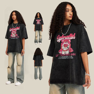 Retro 100% Cotton Heavyweight Mens Oversized Tshirt Dtg Print Tee Logo T-shirt Stone Acid Washed Vintage Custom T Shirt for Men - Product Image 1