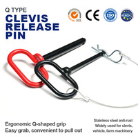 Acier inoxydable 304, M6 M8 M10, Goupille de fixation à poignée de type Q zinguée, Goupille de fixation rapide sans outil avec clip en R