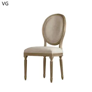 Meubles anciens Chaise de salle à manger ovale à dossier rond avec cadre en bois Tissu Salle à manger française Style Louis XVI Mobilier de maison solide moderne