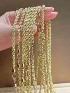 תכשיטי זהב מלא תכשיטים סיטוני זהב 18 קראט תכשיטים צהוב רוז 18 קראט שרשרת טוויסט זהב אמיתי - Product Image 4