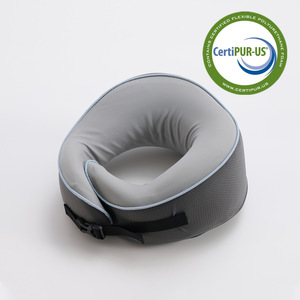 Oreiller de voyage en mousse à mémoire de forme en forme de U, gris, pour utilisation en avion - Product Image 3