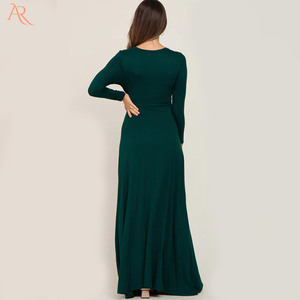 Robe de <span class=keywords><strong>grossesse</strong></span> verte à manches longues et taille torsadée pour femmes, chemise de nuit de <span class=keywords><strong>grossesse</strong></span> en Modal - Product Image 3