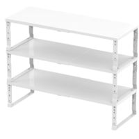 Étagère à épices extensible, empilable et réglable en métal à trois niveaux, avec revêtement en poudre, pour cuisine, salle de bain, chambre (3