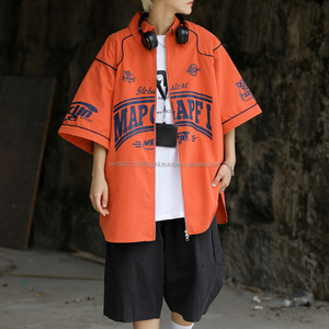 Camisa de manga corta de béisbol de moda para hombre, traje de carreras de hip-hop suelto de verano, chaqueta con sublimación de impresión completa - Product Image 1