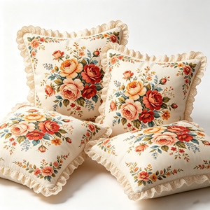 Lace Trim <b>Throw</b> Soft Decorative Cushion Elegant Fringe Pillow for <b>Sofa</b> Bedroom Home Decor - Product Image 2