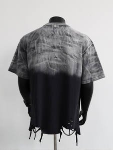 A25ARK7970/Camiseta Vintage Degradada Lavada para <span class=keywords><strong>Hombre</strong></span>, Manga Corta, Verano, Dobladillo Deshilachado, Alta Gama, Novedad 2025 - Product Image 3