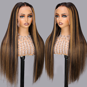 Ombre Lace Front <strong>Wig</strong> <strong>Human</strong> <strong>Hair</strong> 1B 30 Highlight Colored <strong>Wig</strong> 13x4 HD Lace Frontal <strong>Wig</strong> Pre Plucked Straight <strong>Hair</strong> for Black Women - Product Image 1