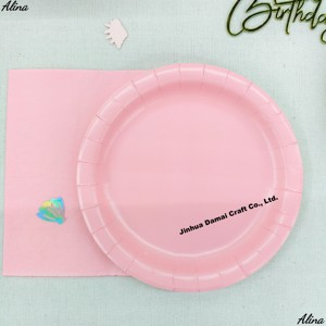 ชุดภาชนะใช้แล้วทิ้งสีพื้น DAMAI สีชมพูอ่อน สำหรับงานปาร์ตี้ งานวันเกิด กิจกรรมแคมป์ปิ้ง ของตกแต่งโต๊ะ กระดาษเช็ดปาก แก้ว จาน - Product Image 2