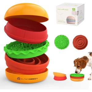 Tazón para perros con forma de hamburguesa, 6.1 pulgadas, apilable, para gatos y perros pequeños, almacenamiento de comida, tazón de viaje para alimentar. - Product Image 2