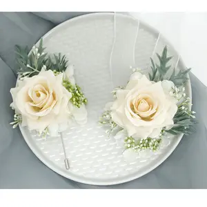 Makan malam korsase bunga pergelangan tangan perlengkapan dekorasi pernikahan upacara pernikahan ulang tahun properti foto korsase bunga pergelangan tangan