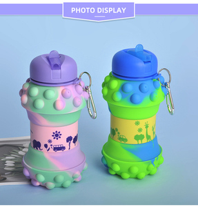 Fashion Design Collapsible Silicone Water Bottles Reusable Pop <b>Top</b> <b>Bubble</b> Sensory Fidget Toys Stress Relief Drinkware - Product Image 3