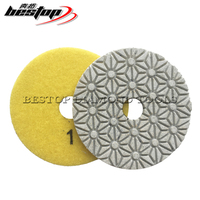 Tampons de polissage diamantés 4 pouces D100mm 3 étapes Personnalisables OEM Support Tampon abrasif durable pour pierre granit marbre quartz
