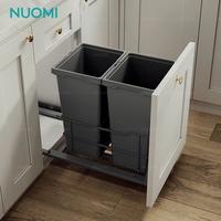 NUOMI Poubelle de cuisine avec cadre en fil plat à montage inférieur, armoire à tiroirs, conteneur à déchets, poubelle en plastique à double tirette