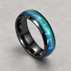 Bague à citation inspirante JLM en acier inoxydable noir dégradé <span class=keywords><strong>Aurora</strong></span> pour femmes et hommes - Product Image 2