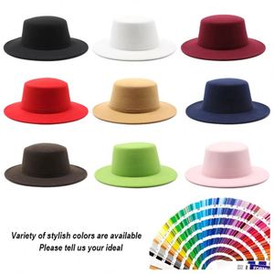 Ribbon Unisex Fedora With Custom Logo Wholesale Wool Wide Brim Felt <b>Hat</b> for Winter - Product Image 2