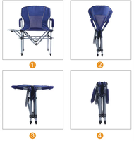 Chaise de camping pliante en acier rembourrée pour loisirs d'extérieur avec table d'appoint Chaises de jardin pour événements Chaises de directeur de plage