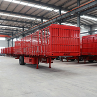 Nouvelle semi-remorque JINFENG 2/3/4 essieux 30-80 tonnes en acier pour le transport d'animaux, de bétail et de canne à sucre, avec barrière rabattable, pneus 12R22.5 à air