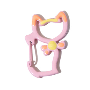 Colorful <b>cat</b> spring coil keychain baked paint spring buckle accessories alloy irregular <b>ring</b> buckle - Product Image 1