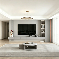 Ensemble Meuble TV et Table Basse en Bois Massif de Luxe Moderne, Facile à Assembler, Meuble de Rangement Modulaire pour Salon, Idéal Petits Espaces