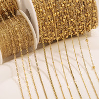 Cadenas de Acero Inoxidable con Baño de Oro PVD de 18K, Resistentes al Agua, con Estilos de Cable, Bola, Caja y Curb, para Collares DIY, Accesorios de Joyería al por Mayor