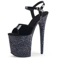 Sandales à plateforme à paillettes de 20 cm pour femmes, chaussures de pole dance, dessus en PU, semelle extérieure en PVC, talons sexy pour la pole dance