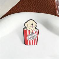Grappige schattige woordspeling puppy-corn zinklegering pin cartoon golden retriever hond popcorn doos zwart nikkel plating voor broche