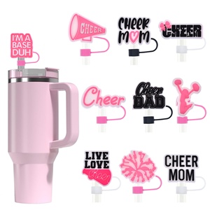 Wholesale Dust Proof <b>Drinking</b> Reusable 10Mm <b>Hat</b> Cheerleader Cheer Pvc <b>Straw</b> Toppers Charms Decoration - Product Image 1