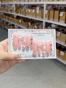 <span class=keywords><strong>Elegantes</strong></span> <span class=keywords><strong>uñas</strong></span> de <span class=keywords><strong>boda</strong></span> de estilete hechas a mano con diseño de Arte de <span class=keywords><strong>uñas</strong></span> 3D, <span class=keywords><strong>uñas</strong></span> acrílicas blancas puras, cubierta completa con pegamento - Product Image 2