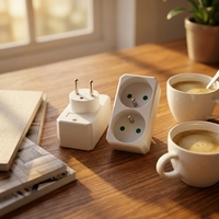 Adaptateur de prise double ultra-compact pour artisans, entrepreneurs, cabanes de chantier, boîtes à outils, bureaux de foremen, fourgons de construction, chariots de repas
