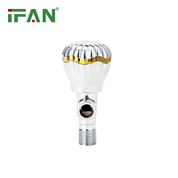 IFAN Superventas Grifo de Ángulo Moderno para Cocina y Baño, Válvula de Corte de Agua de 1/2 Pulgada, 2 Vías, Manija Plateada, Latón, Fácil Instalación