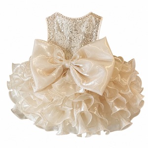 Abito in Tulle con Paillettes e Perle per Cani di Piccola Taglia, Vestito Decorativo con Grande Fiocco, Taglie XS-XL - Product Image 1
