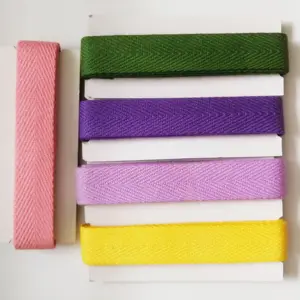 Plain/twill/herringbone pattern webbing thin or thick webbing OEM production colorful cotton webbing