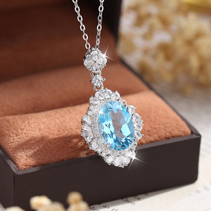 9 Delicados Collares con Colgante de Amatista de Corte Ovalado de 10*14mm, Piedra Natural, Plata de Ley 925, Regalo para Mujer, Joyería Fina al por Mayor - Product Image 5