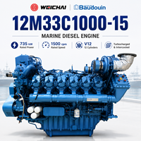 Moteur diesel marin SCDC Weichai Baudouin 12M33C1000-15 735kW 1500 tr/min V12 pour usage intensif avec certification CCS pour la propulsion principale des navires de transport