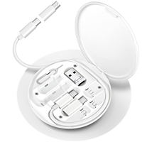 Kit de Adaptador de Carga USB Multifunción 6 en 1, Kit de Adaptador de Viaje, Bandeja, Juego de Cables de Datos para Viajar