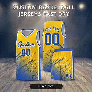 Ensemble de maillots de basket-ball personnalisés, polyester respirant à séchage rapide, uniforme d'équipe, nom et numéro imprimés, kit sportif - Product Image 2