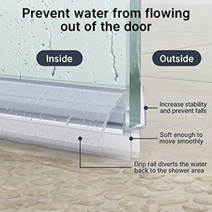 Kensharp Salle <span class=keywords><strong>de</strong></span> bain PVC Incurvé Plastique Étanche Verre <span class=keywords><strong>Douche</strong></span> <span class=keywords><strong>Porte</strong></span> Coulissante Bande d'étanchéité inférieure en caoutchouc - Product Image 4