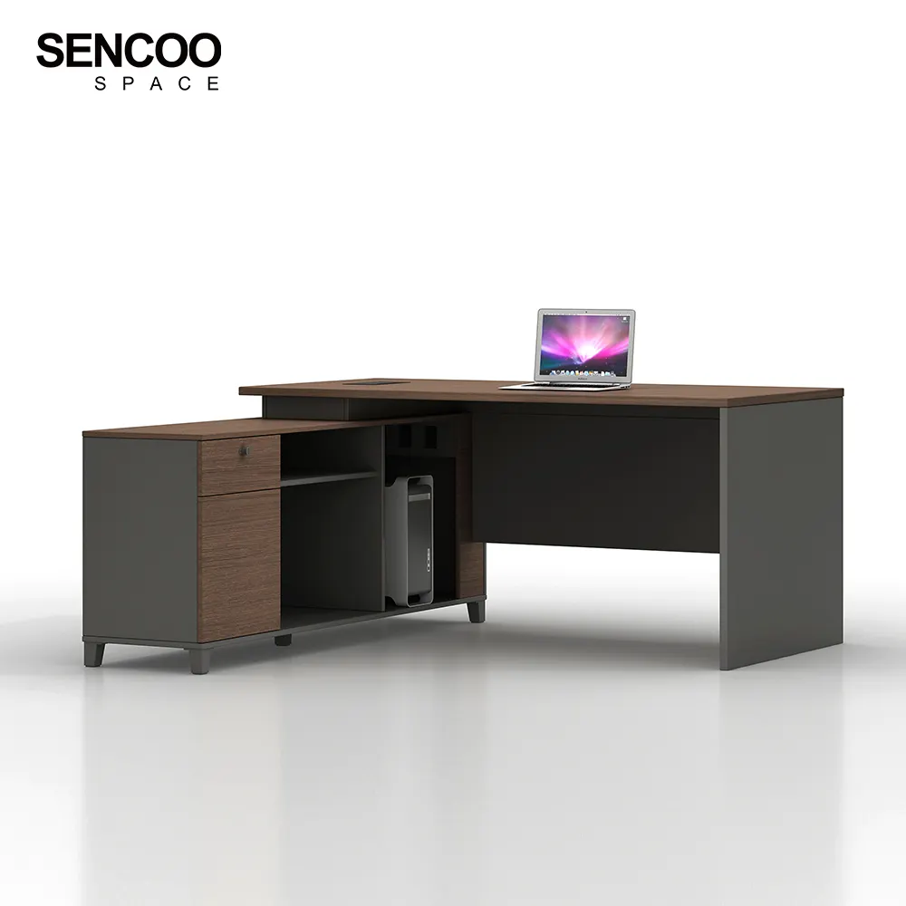 Современный исполнительный стол для офисной мебели с одним боковым шкафом, готовый к отправке
