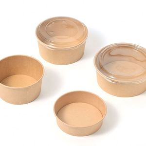 Eco Friendly Microwave Safe Kraft Paper Salad <b>Bowl</b> Matching <b>Lid</b> OEM Custom Printing Disposable Biodegradable Food Container for - Product Image 2