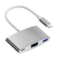 Adaptador 3 en 1 Tipo C a HDMI USB 3.0 PD, Hub 4K 30Hz, Entrega de Energía de 100W, Conversor de Video, Carcasa de Aluminio para Laptop MacBook