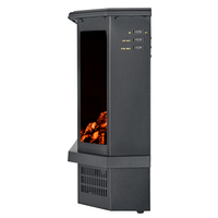 Cheminée électrique de table portable à 3 côtés avec flamme décorative de 22 pouces, petite, noire