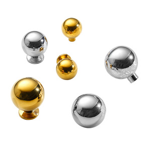 Lgedis Brass Spherical Cabinet <b>Knobs</b> Chrome Plated Gold <b>Silver</b> Modern Wardrobe <b>Drawer</b> Handles Single Hole Furniture Hardware - Product Image 3