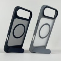 Coque de téléphone magnétique en métal givré avec support pour iPhone 17 16 E 15 14 13 12 Support métallique antichoc pour S25 Edge Case Magnet