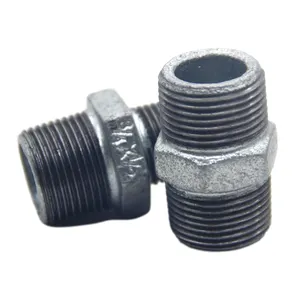 High quality galvanized malleable iron pipe fitting hexagon nipple male thread plumbing accessories connector