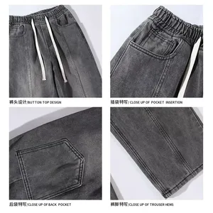 <span class=keywords><strong>Jeans</strong></span> Americani <span class=keywords><strong>con</strong></span> Coulisse Elastica <span class=keywords><strong>in</strong></span> <span class=keywords><strong>Vita</strong></span>, <span class=keywords><strong>Pantaloni</strong></span> Trendy Unisex dal Taglio Dritto e Versatile - Product Image 5