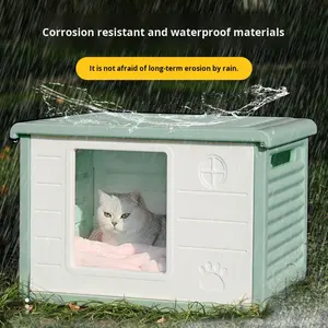 Umweltfreundliches PE-Material Einfarbiges Outdoor-Hundehaus Regenfester Unterschlupf mit Kartonverpackung für Hunde Alle Jahreszeiten - Product Image 3