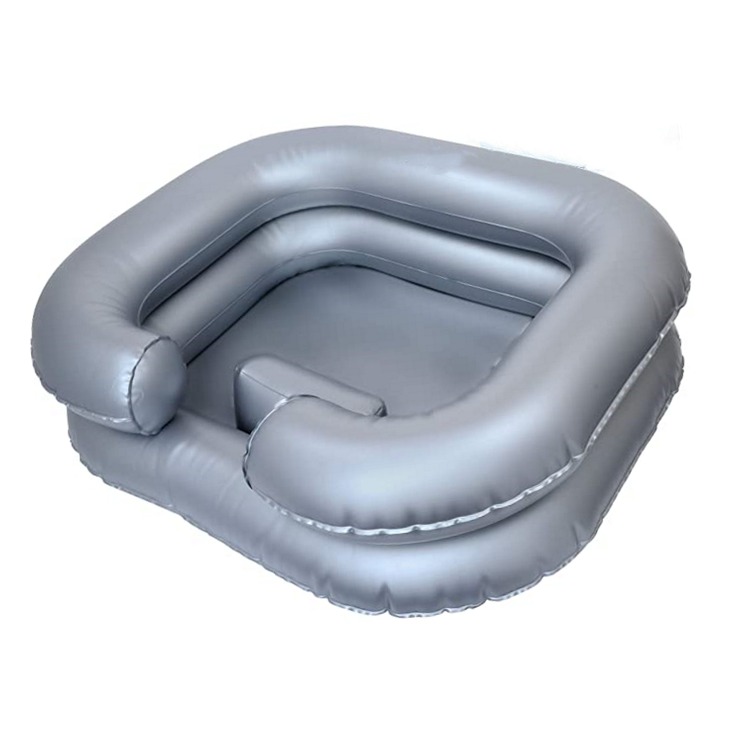 Надувная серая раковина для шампуня, портативная миска для мытья волос, для мытья волос в кровати