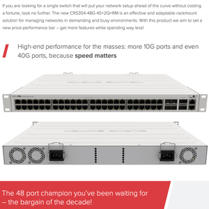 Routeur Cloud MikroTik CRS354-48G-4S+2Q+RM avec 16 ports Gigabit, 4 ports LAN, Wi-Fi double bande 802.11ac/n, RAM DDR4, WPS - Product Image 3